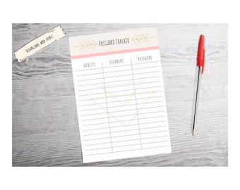 Password Tracker Printable | Secure Password Keeper Log (Digital Download)