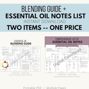Handleiding voor het mengen van etherische oliën plus notitieslijst - blendingwerkbladen - digitale download - twee items één prijs