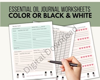 Essential Oil Journal Pages - Essential Oil Worksheets - Essential Oil Printable -Color and Black & White - 8.5 x 11 inches -Oils Profile