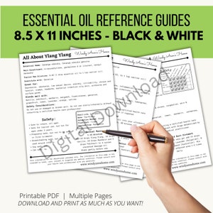 Guia de referência de óleos essenciais em PDF para download instantâneo Tabela botânica de óleos essenciais Notas de aromaterapia Guia de estudo para iniciantes em óleos essenciais