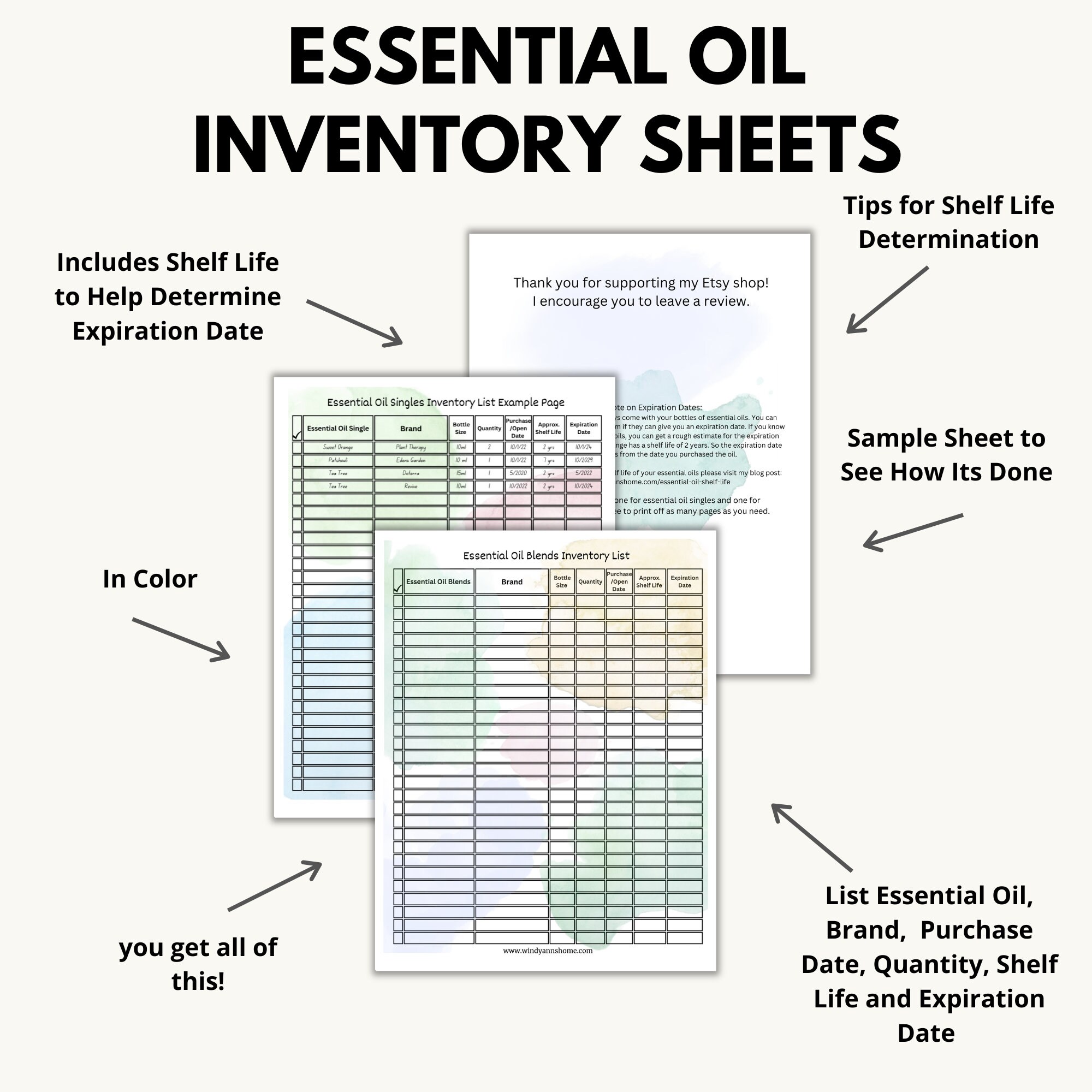 Essential Oil Inventory Sheet, Essential Oil Printable, 8.5 X 11 Inches ...