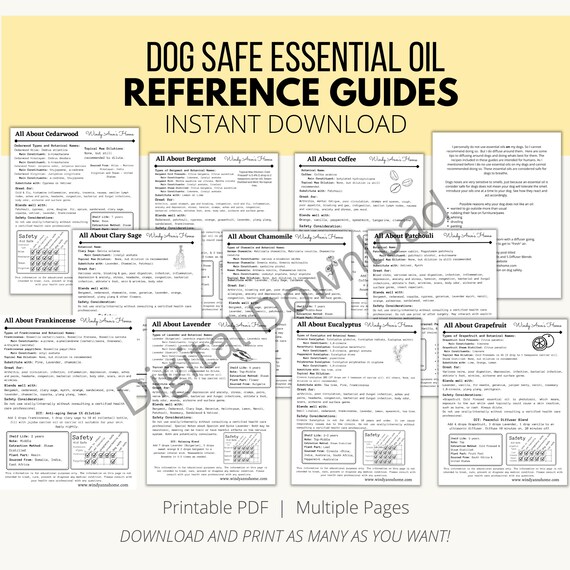 Dog Safe Essential Oil Reference Guides Cheat Sheet Data Sheet Dog Safe Essential Oil Guide Essential Oil Printable Etsy