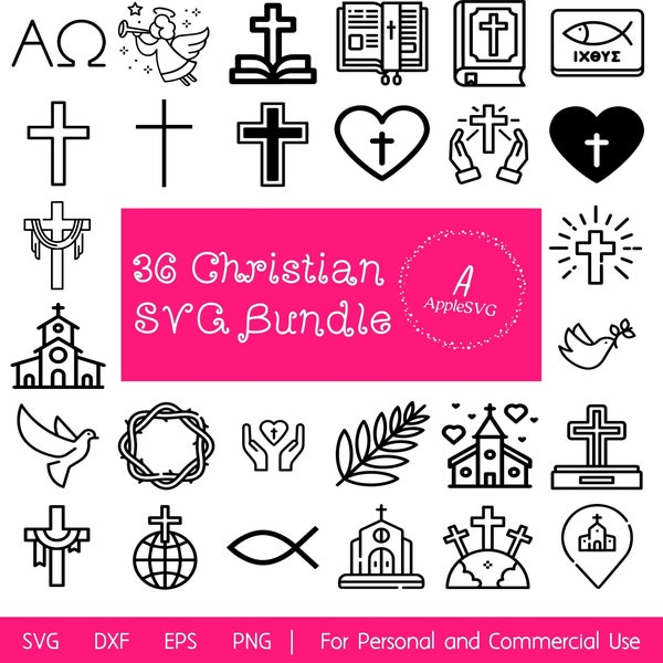 Lot de 36 symboles chrétiens SVG