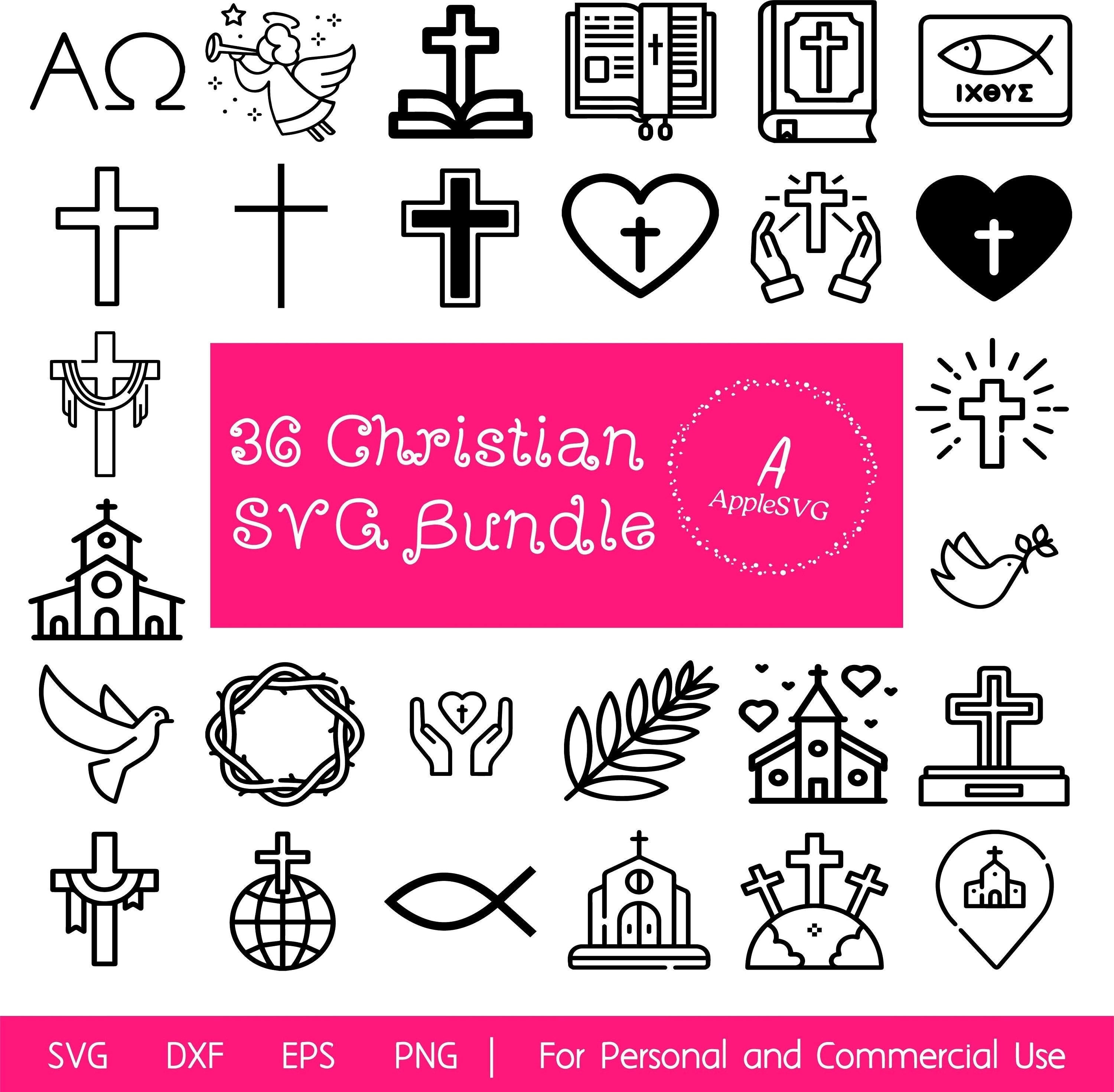 36 Christian Symbols SVG Bundle Etsy
