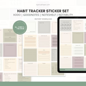 Tracker Stickers, Habit Tracker Stickers, Mood Tracker Stickers, Digital Stickers, Goonotes Daily Planner, Mindful Stickers, Planner Sticker