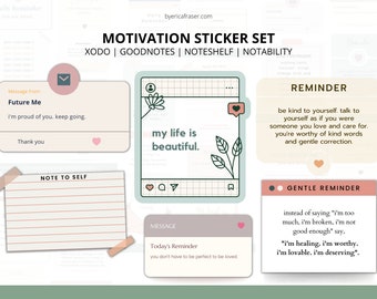 Motivation Stickers Pack  | Motivation Stickers Pack | Goodnotes | Pre-Cropped | | Digital Art Motivation | Motivation
