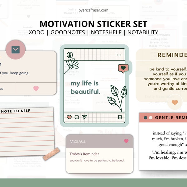 Motivation Stickers Pack  | Motivation Stickers Pack | Goodnotes | Pre-Cropped | | Digital Art Motivation | Motivation