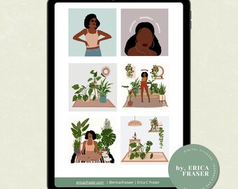 Black Women Affirmation Stickers, Digital Planner Stickers (PNG, Goodnotes)