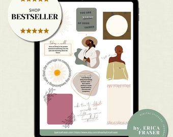 Black Woman Affirmation Stickers, Planner Decorations (Digital Download)