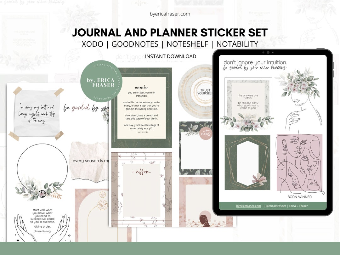 Digital Planner and Journal Stickers | Noteshelf & Goodnotes Stickers ...