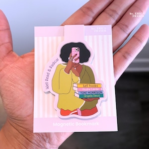 Black Woman Reading Magnetic Bookmark | Literary Bookmark for Book Lovers | Feminist & Womanist Reader Gift image 5