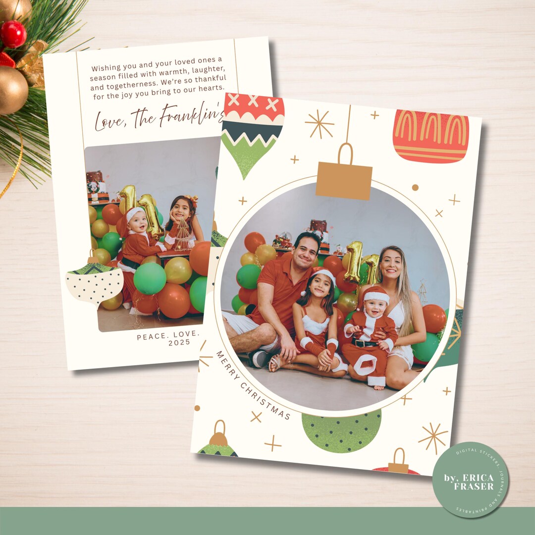Modern Christmas Card Template | Editable Holiday Card | Printable ...