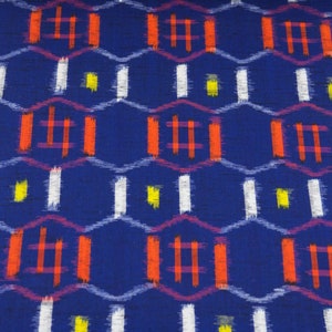 KIKKO KASURI Japanese Wool Fabric Ultramarine Blue Indigo Hexagon Igeta Scarf Noren Tribal Folk Art Zen Abstract Ikat Mingei Unused Bolt NOS