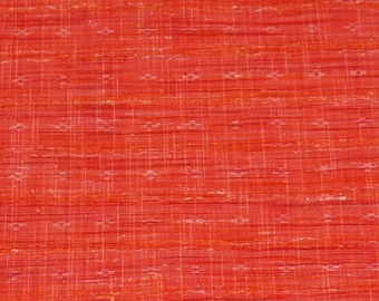 TSUMUGI Japanese Fabric Wool Silk Kyoto Nishijin Peach Pink Orange Bohemian Noren Kimono Scarf Boro Folk Art Mingei Ikat Zen Unused Bolt NOS
