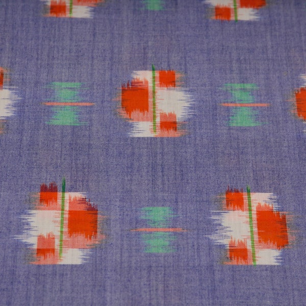 ISESAKI KASURI Japanese Fabric Wool Fabric Bluish Purple Violet Ikat Pongee Scarf Abstract Koi Bohemian Noren Folk Art Mingei Unused Bolt