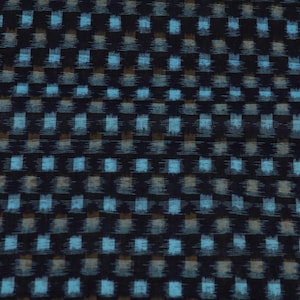 BINGO KASURI Tela japonesa Ichimatsu Algodón a cuadros Azul índigo Aizome Ikat Mingei Arte popular Boho Noren Artesano Boro Perno sin usar NOS