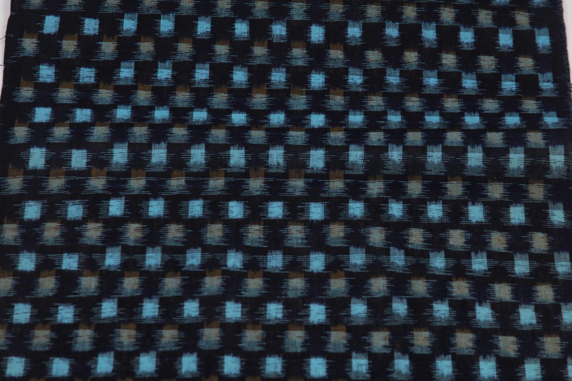 BINGO KASURI Japanese Fabric Ichimatsu Checkered Cotton Indigo Blue Aizome Ikat Mingei Folk Art Bohemian Noren Artisan Boro Unused Bolt NOS