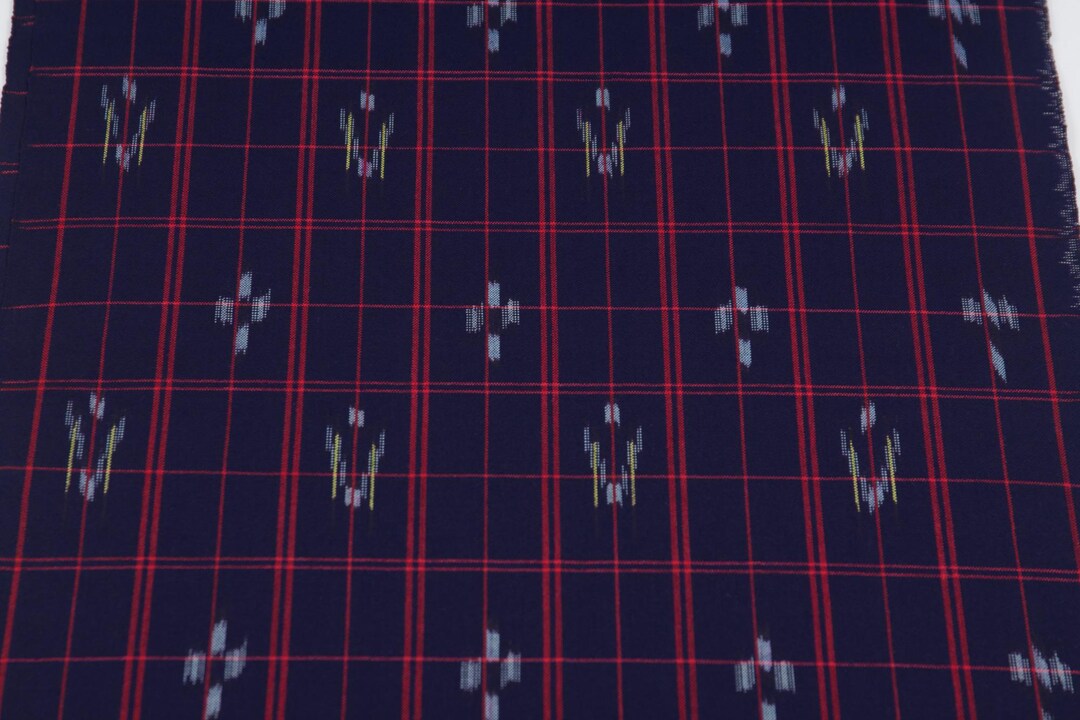 Kōshi Pattern KOUSHI KASURI Japanese Wool Fabric Kyoto Nishijin Indigo Deep Navy Blue ...