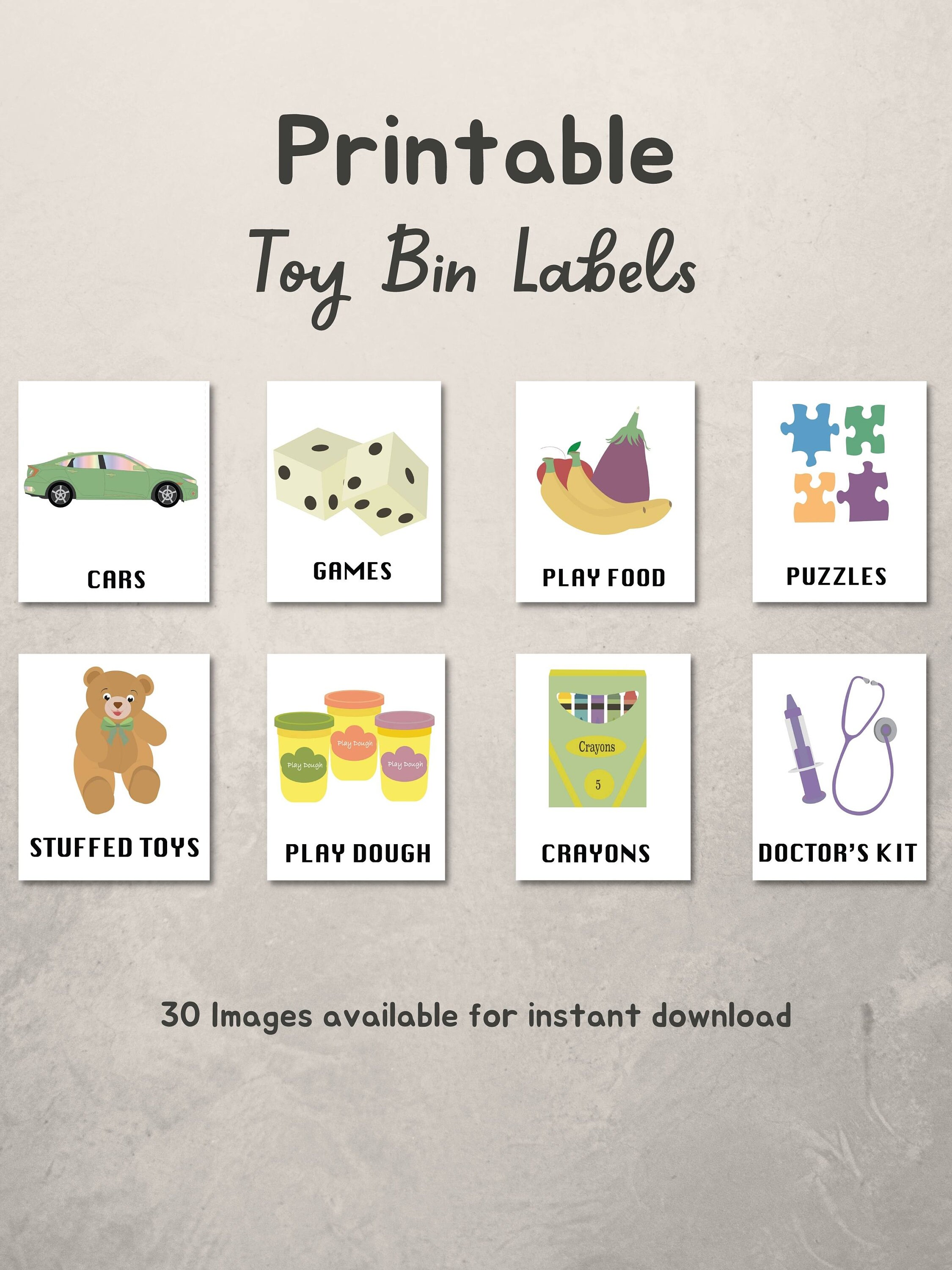 Printable Toy Bin Labels Digital Toy Box Labels for Playroom Etsy