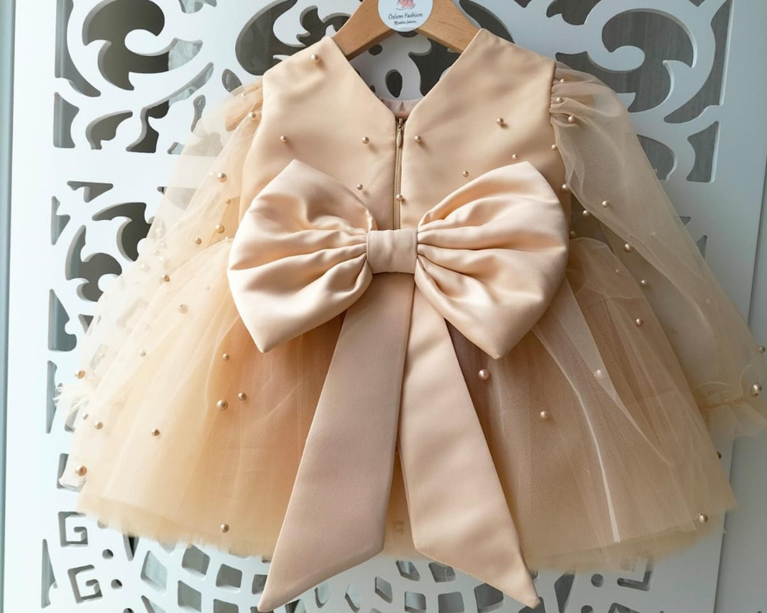 Gold Baby Girl Dress,first Brithday Dress,baby Girl Party Dress,1st