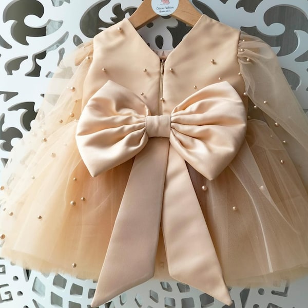 Gold Baby Girl Dress,First Brithday Dress,Baby Girl Party Dress,1st Brithday Dress,Gold Baby Dress,Baptism Dress,Photo Shoot