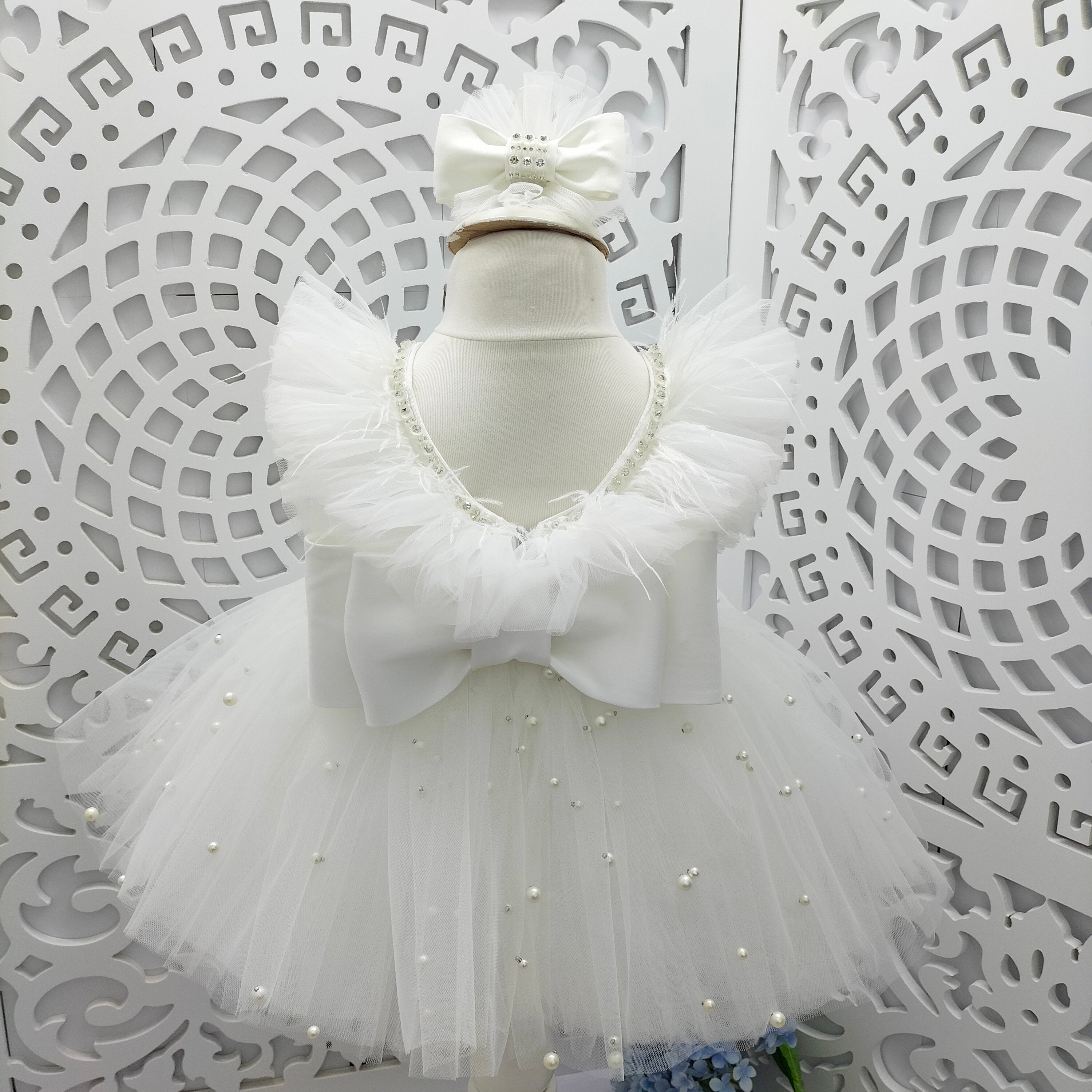 White Srti V Birthday Dress,Sparkly Baby Girl Dress, Toddler Party Pageant