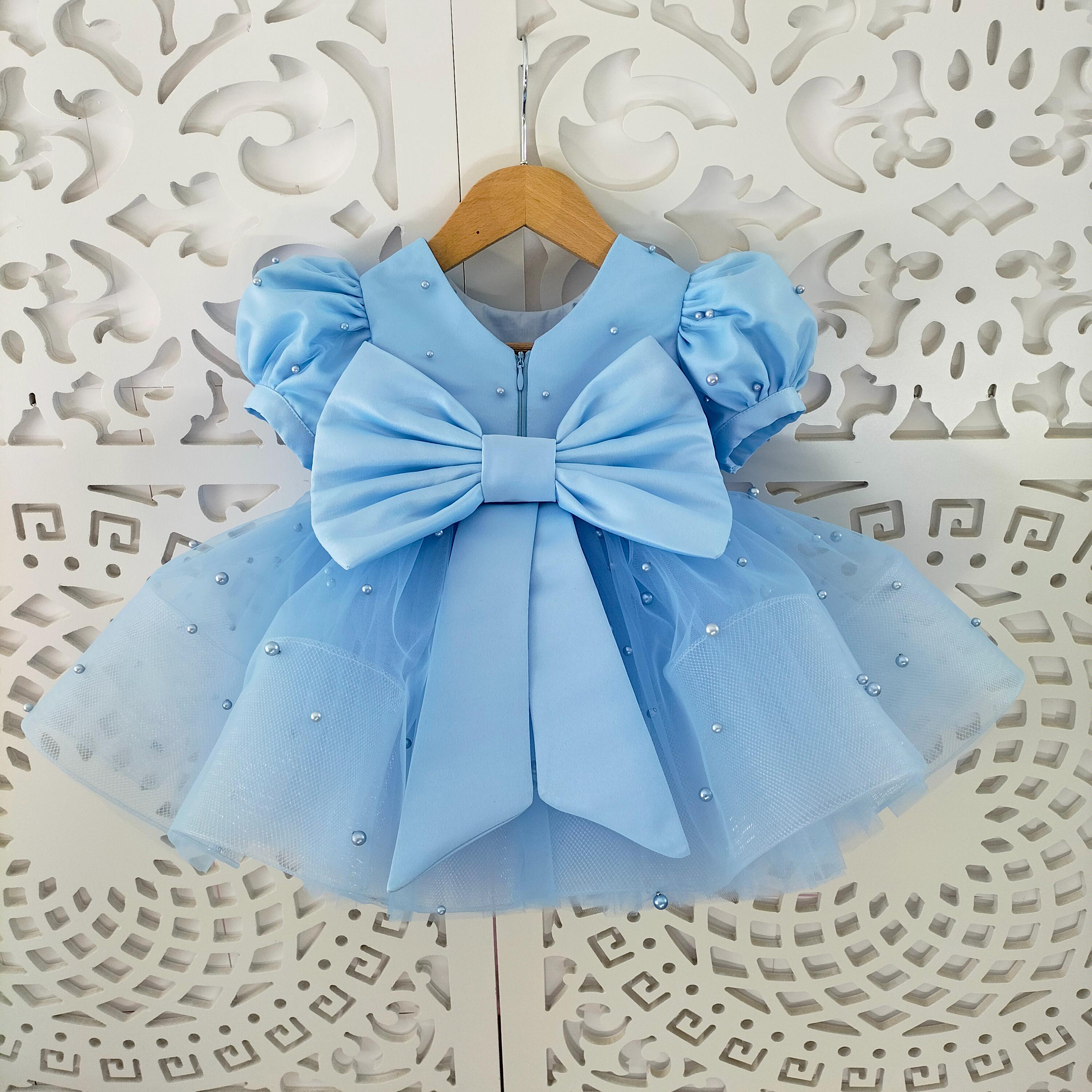 Dusty Blue Baby Dress 0 3 Months - Etsy