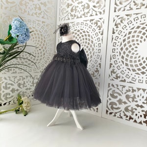 Black Elegant Sparkle Tulle Knee Length,Wedding Flower Girl Summer Fall Winter Dress, Pageant Ball Gown Princess,Toddler ,Jonior Girl Dress