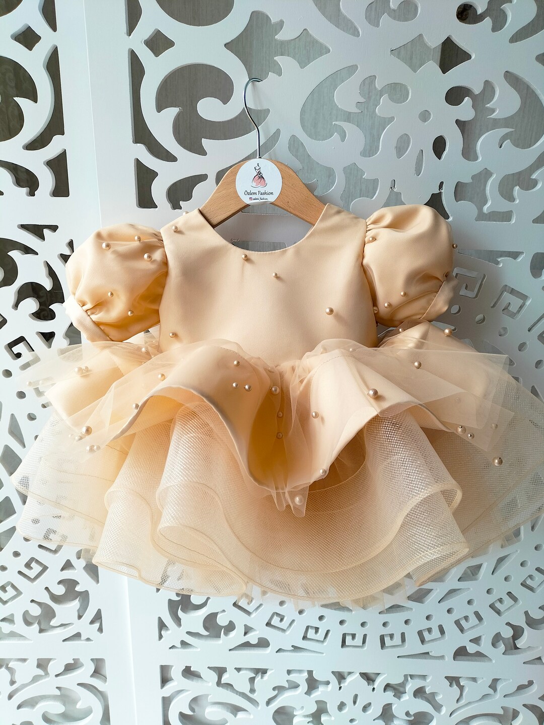 Gold Baby Girl Dress,first Birthday Dress Baby Girl Party Dress,1st
