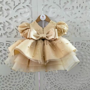 Gold Baby Girl Dress,First Birthday Dress Baby Girl Party Dress,1st Birthday Dress,Gold Baby Dress,Baptism Dress Photo Shoot Princess Dress