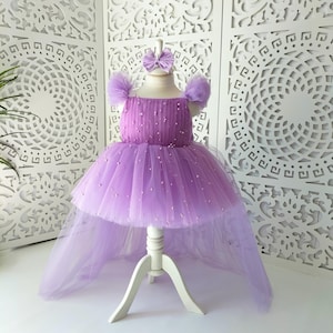 Train Flower Girl Dress,1 St Birthday Party Dress,Baby Frock With Tail,Kids Pageant Outfit,Long Tail Baby Gown,Toddler Frock,Princess Gift
