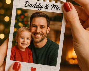 Daddy & Me Custom Puzzle – Personalized Brick Photo Block Gift for Father’s Day, Birthday, Christmas Gift, Personalized Gift