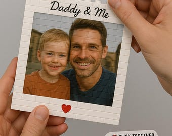 Custom Daddy & Me Photo Puzzle – Personalized Brick Block Gift for Dad, Father’s Day Present, Family Photo Keepsake