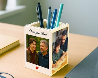 Portalápices personalizado con foto en forma de ladrillo, regalo para papá y para mí