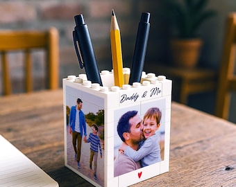 Portalápices personalizado con foto en forma de ladrillo, regalo para papá y para mí
