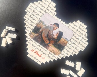 Rompecabezas con foto personalizado para parejas: regalo de pareja en forma de corazón, regalo de aniversario, regalo de Navidad personalizado para parejas