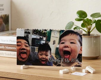 Rompecabezas fotográfico personalizado para papá, regalo fotográfico con bloques de construcción