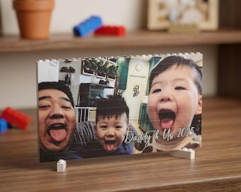 Rompecabezas fotográfico personalizado con bloques de construcción – Regalo para el Día del Padre