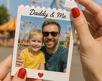 Rompecabezas personalizado "Papá y yo": regalo personalizado con foto en forma de bloque para el Día del Padre, cumpleaños o como recuerdo familiar.