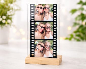 Regalo con foto en rollo para mejor amigo, placa personalizada con foto de mejores amigos, marco de fotos con tira de película personalizado, recuerdo de amistad, foto de recuerdo