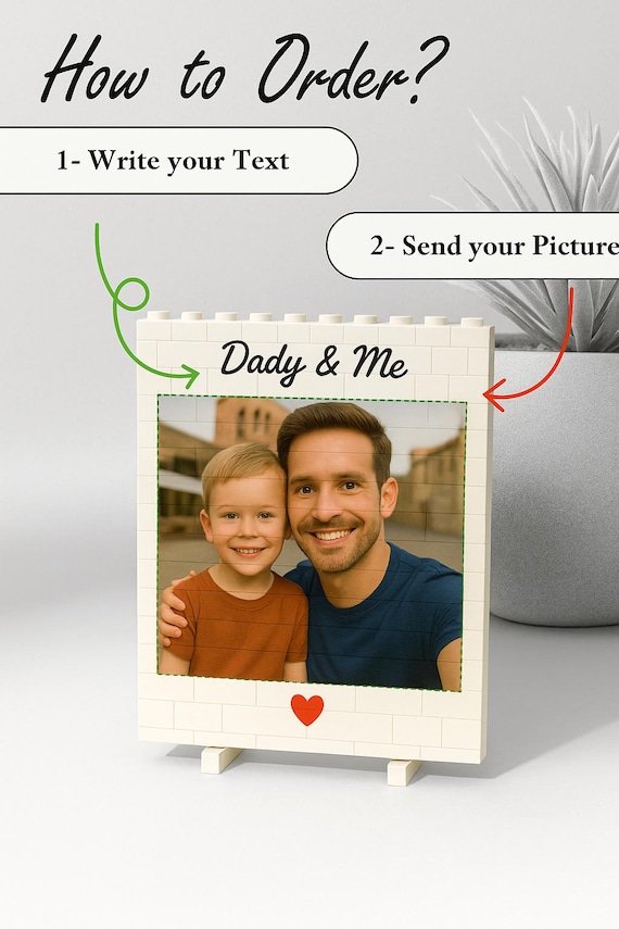 Daddy & Me Custom Puzzle – Personalized Brick Photo Block Gift for Father’s Day, Birthday, Family Keepsake