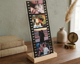 Placa con foto de recuerdo de rollo de película personalizado, letrero de rollo de cámara personalizado, tira de película retro, regalo de foto para el Día de San Valentín
