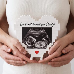Heart Ultrasound Photo Block, Sonogram Keepsake for Expecting Parents, Personalized Baby Scan Heart Puzzle, Baby Shower Gift