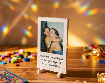 Bloque de fotos personalizado para mejor amigo, recuerdo de ladrillos de construcción personalizados, rompecabezas de memoria de amistad, regalo de cumpleaños para mejor amigo