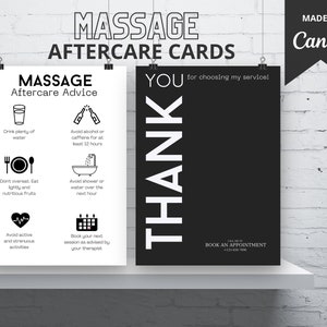 Massage Aftercare Card Advice Template | Massage Therapist Advice | Physical Therapist Post Care