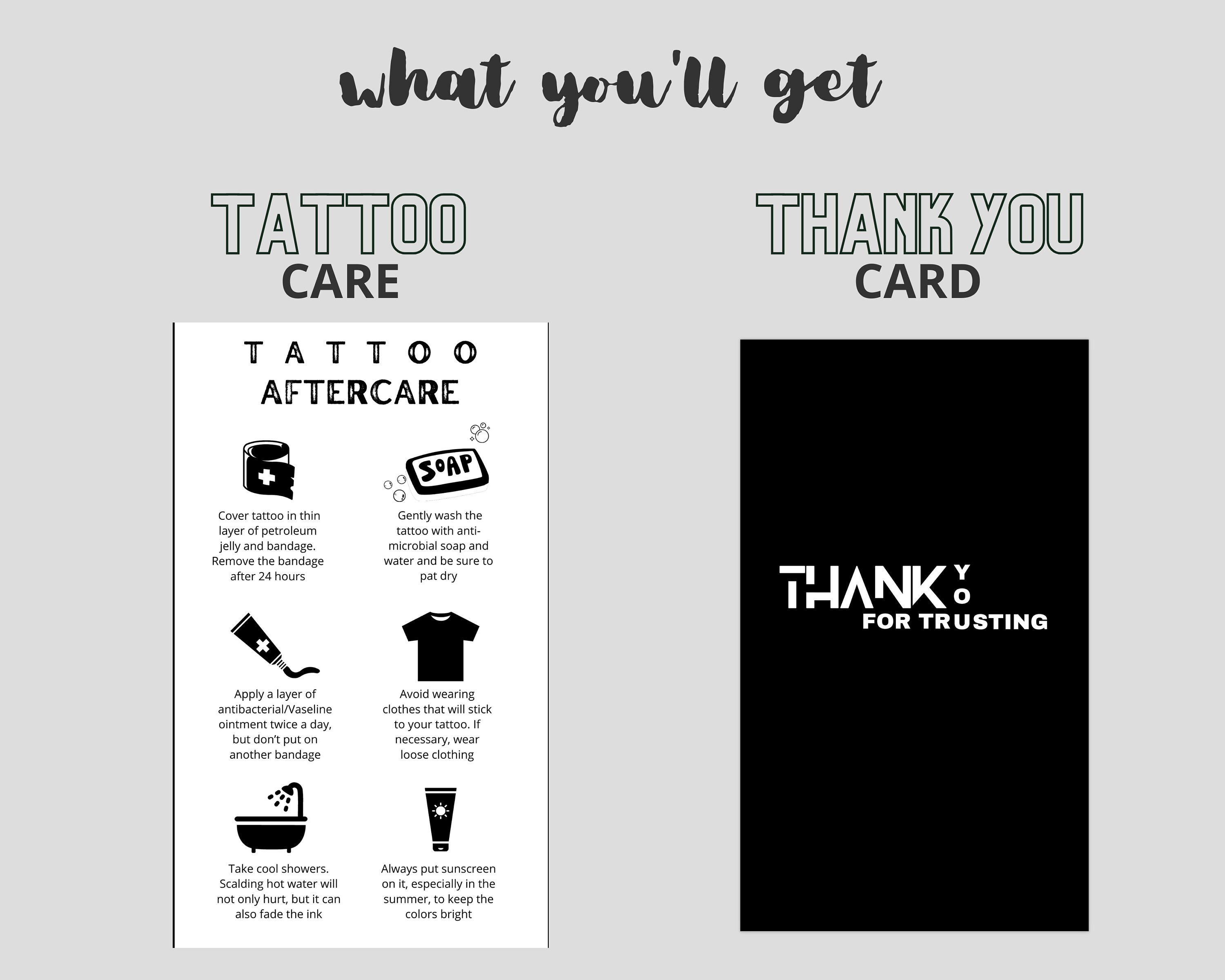Printable Tattoo Aftercare Card | Henna Care Card | Body Ink Aftercare ...