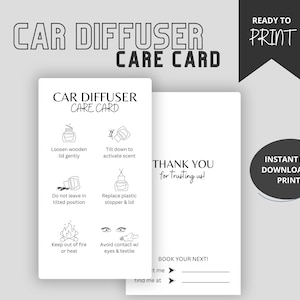 Minimalist Car Diffuser Care Card Instructions with 4 Neutral Color Styles