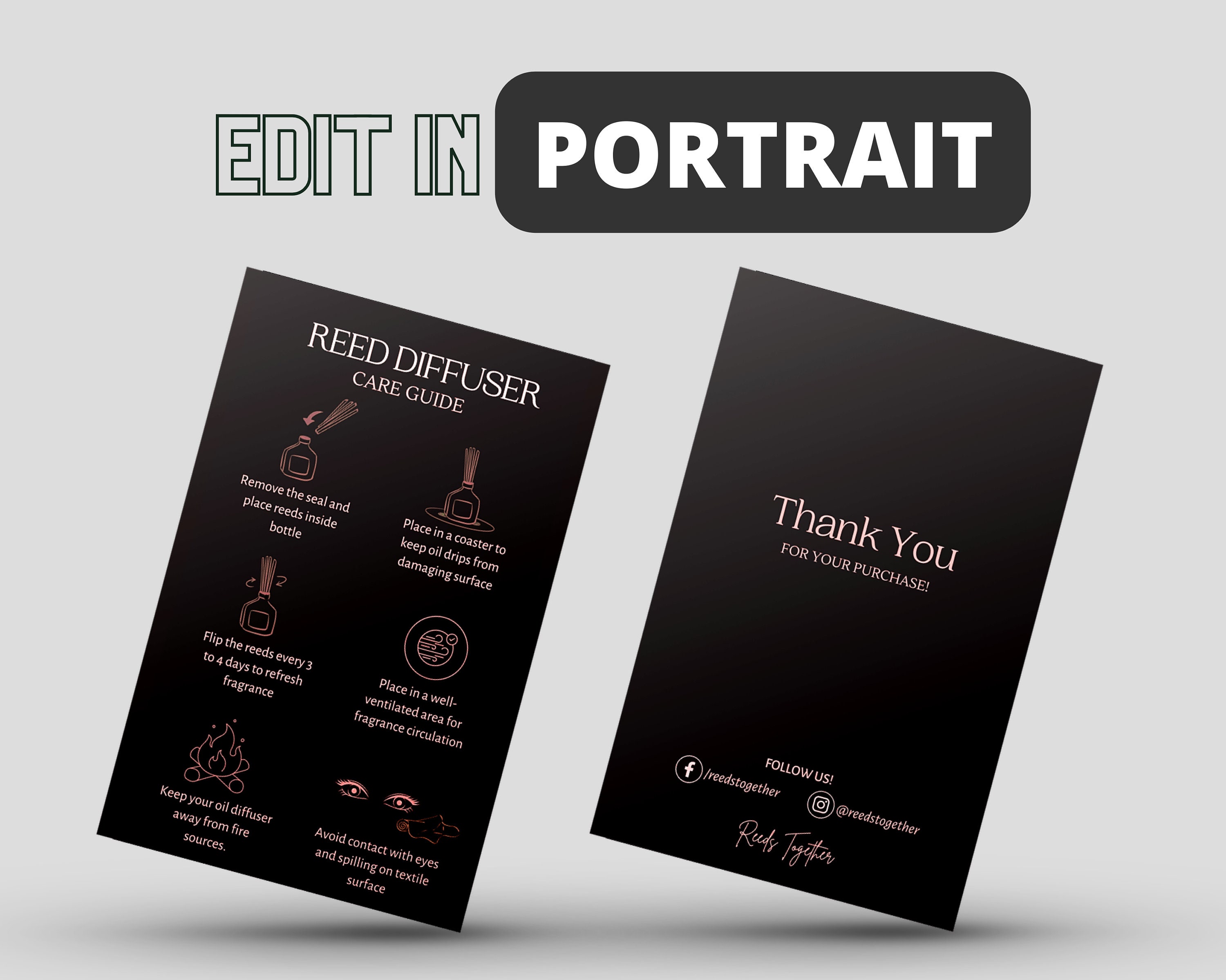 Reed Diffuser Care Card, Printable Reed Diffuser Customer Instructions ...