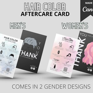 Editable Hair Color Aftercare Card Template | Salon Care Card | Hair Color Treatment Care | Guide | Instructions | Canva | Personalized