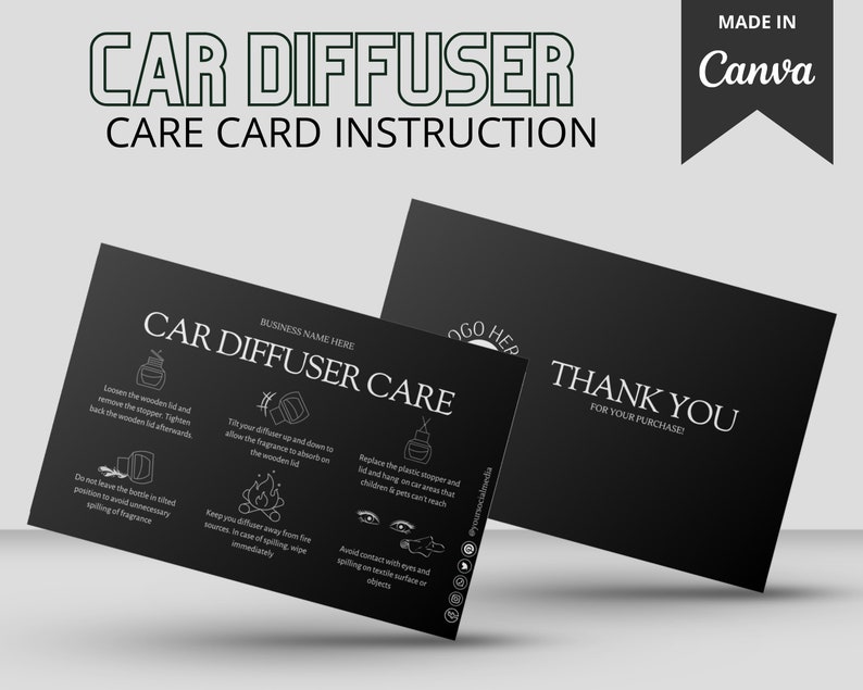 Printable Diffuser Care Card | Mini Hanging Oil Diffuser Care Card ...